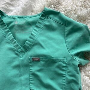 Figs Aqua V-Neck Scrub Top
